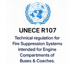 UNECE R107 fire suppression regulation for bus engine compartments